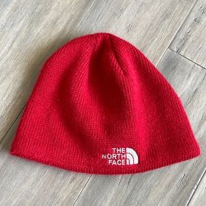North face red beanie